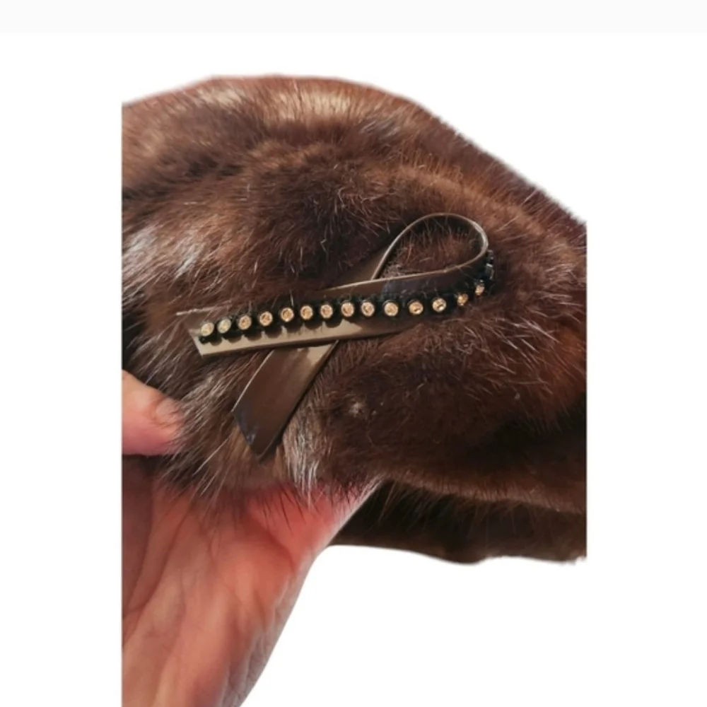Vintage Luxe: Boutique Kates Canada Real Mink Fur Beret - Picture 3 of 9